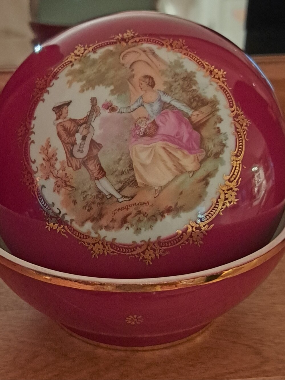 Limoges Rose and Gold Hand-Painted Trinket Box